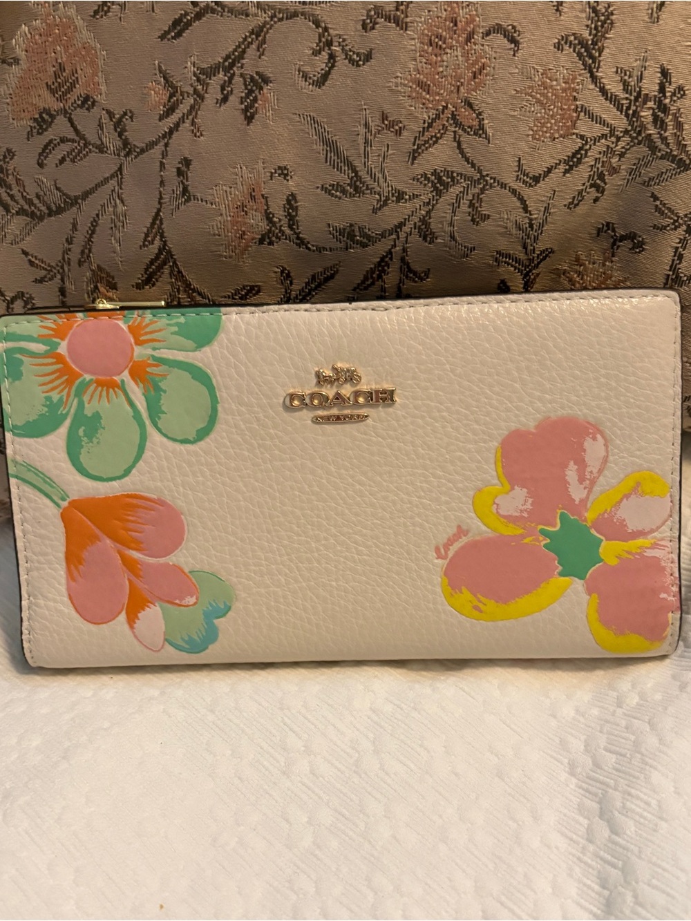 Coach Dreamy Floral chalk pebble leather slim Wallet